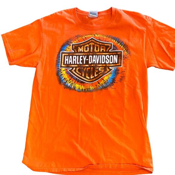 Harley-Davidson Medium Short Sleeve T-Shirt Orange with Logo Tuscumbia,AL - Picture 1 of 6